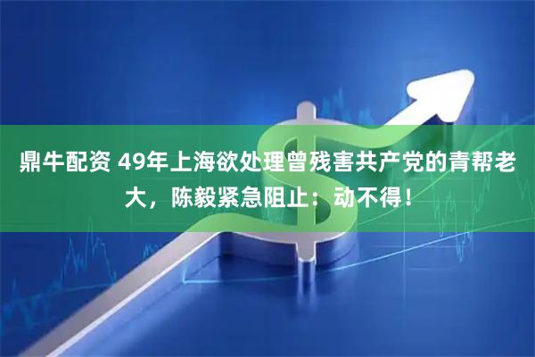 鼎牛配资 49年上海欲处理曾残害共产党的青帮老大，陈毅紧急阻止：动不得！