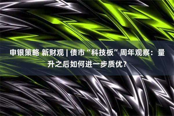 申银策略 新财观 | 债市“科技板”周年观察：量升之后如何进一步质优？
